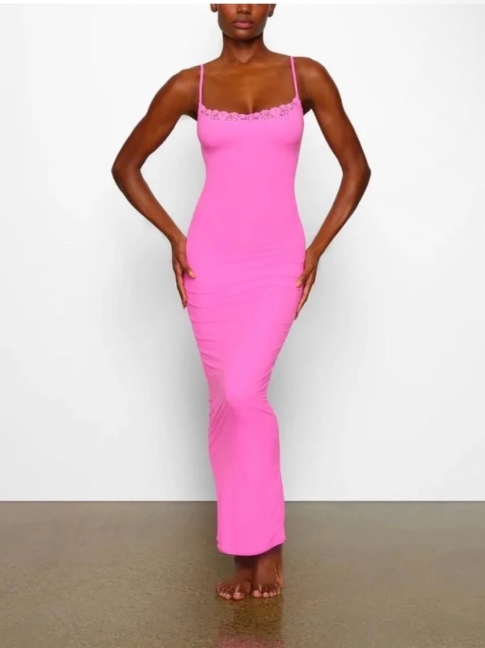SKIMS Fits Everybody Lace Long Slip Dress